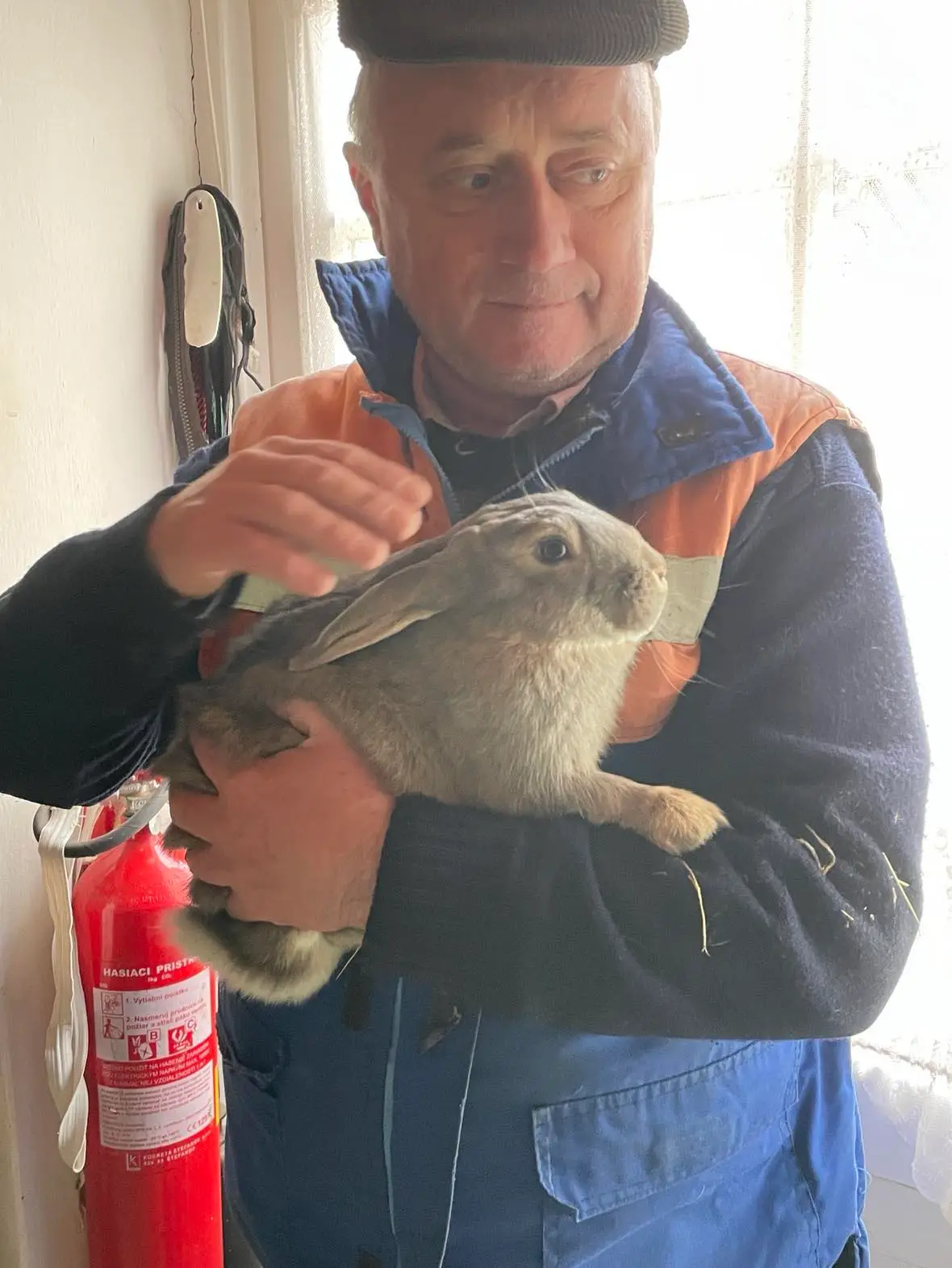 Tibor Filep with rabbit